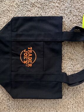 Black Canvas Tote Bag with Orange Logo